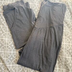 Gray Ribbed maternity sweatpants and Top Set size L